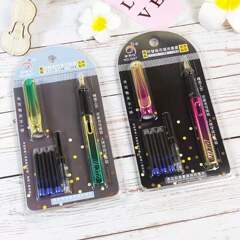 Factory direct sales student pens colorful metal pens colorful plastic ink bag pen set combination student stationery