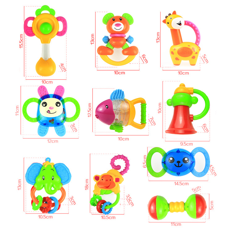 嬰幼兒早教搖鈴寶寶牙膠手搖鈴 早教嬰兒0-3歲玩具外貿(mào)