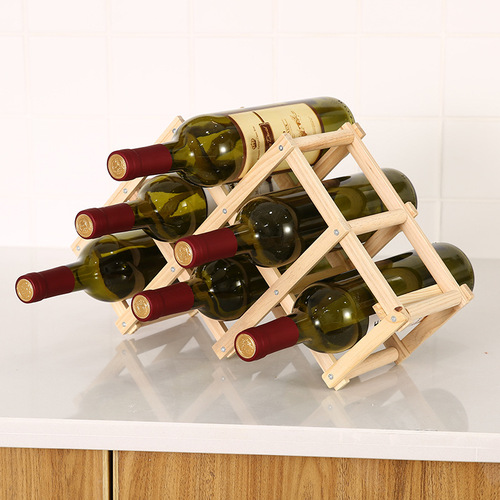 Wooden wine rack pine wood wine rack creative folding wooden wine rack ornaments multi-bottle ornaments