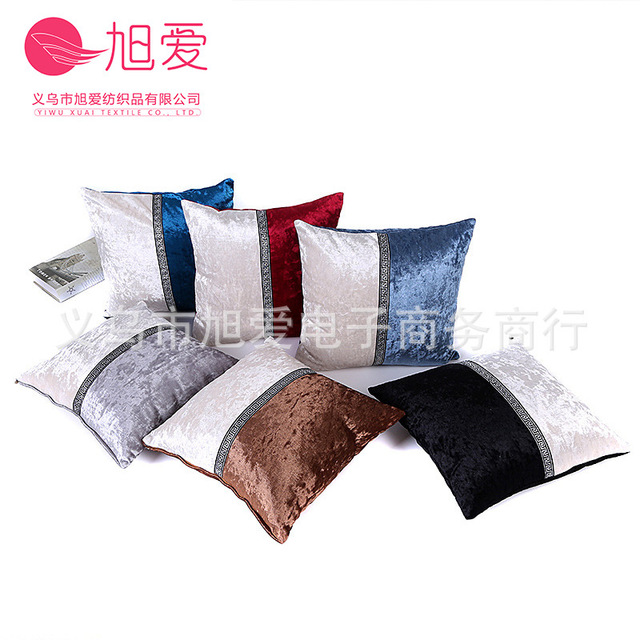 Fashion simple splicing Plush chemical fiber pillow cushion cover