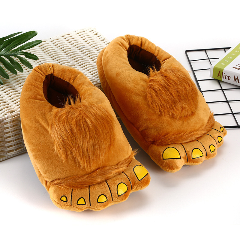 Explosions Winter Cute Warm Home Cotton Slippers Creative Hobbit Big Feet Indoor Floor Home Shoes
