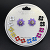 Fashionable colorful earrings flower-shaped, multicoloured spray paint, card holder, set, accessory, suitable for import, new collection, 7 pair