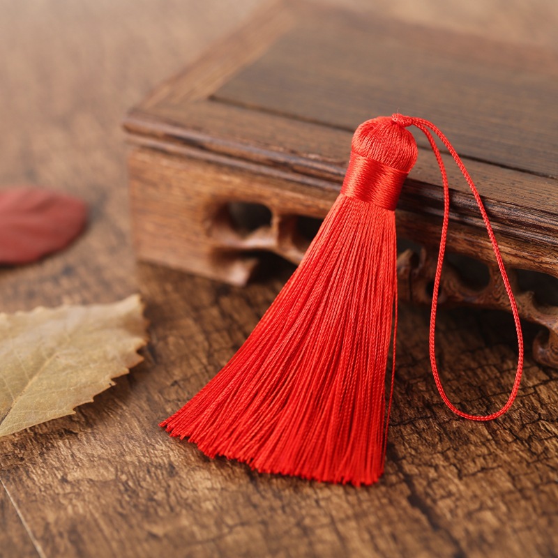 廠家直銷垂直抗皺8cm短胖流蘇穗子滌綸冰絲小流蘇書簽鑰匙扣配