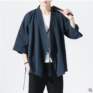 Estilo chino cheongsam hombres retro moda Hanfu hombres moda cardigan 3/4 manga chaqueta delgada chaqueta de los hombres al por mayor