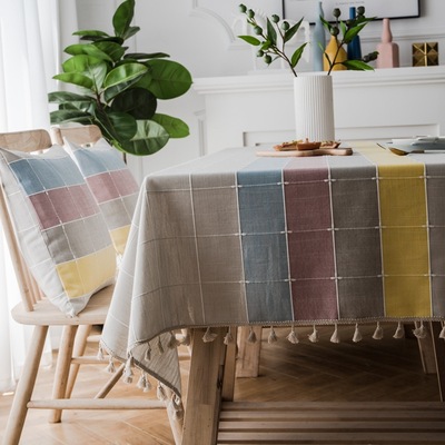 modern Simplicity Northern Europe Embroidery lattice stripe Fabric art Restaurant tablecloth square tea table Table cloth dustproof head-cover or veil for the bride at a wedding wholesale