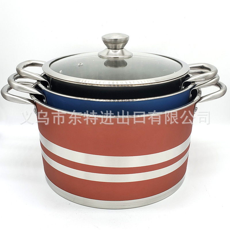 Factory direct sales of stainless steel soup POTS, color frosted right-angle POTS, 28-32 large capacity soup POTS, gift sets of soup POTS detail image 8