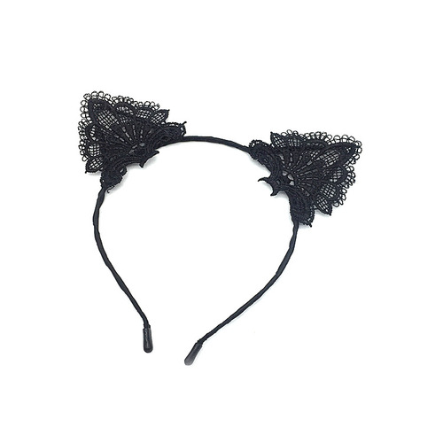 Halloween props sexy princess cat costume black lace mask cat ears headband prom eye mask set