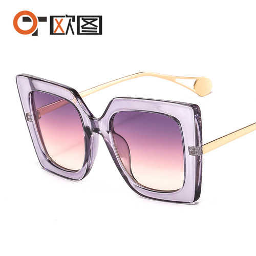 New Fashion Sunglasses 1916 European and American Style Large Square Sunglasses Cross-border Trendy Flat Glasses Wholesale