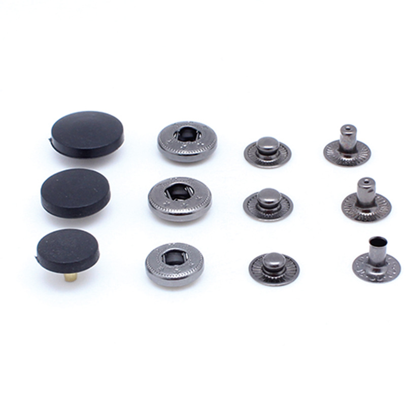 黑色尼龙面板大衣外套夹克塑料树脂磨砂面四合扣 铁按扣急钮