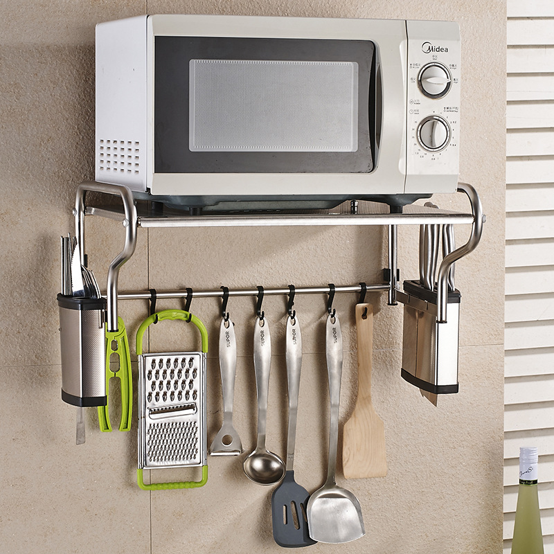 不鏽鋼微波爐架壁挂廚房置物整理儲物架烤箱架收納挂架工廠直供