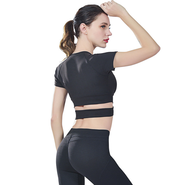 Spring and summer new umbilical sexy yoga dress sport jacket short sleeved women