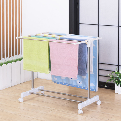 Wholesale towel rack floor-standing folding mobile clothes drying rack small bathroom bay window clothes drying rack