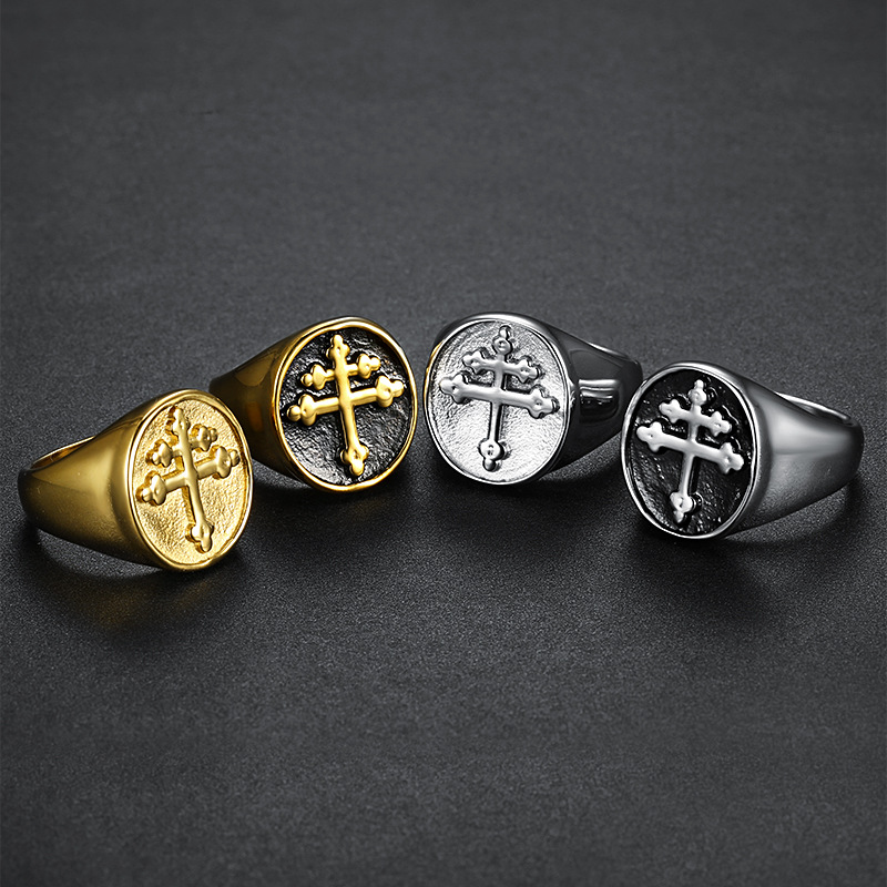 Rings Classification Retro Cross Stainless Steel Plating Men's Rings