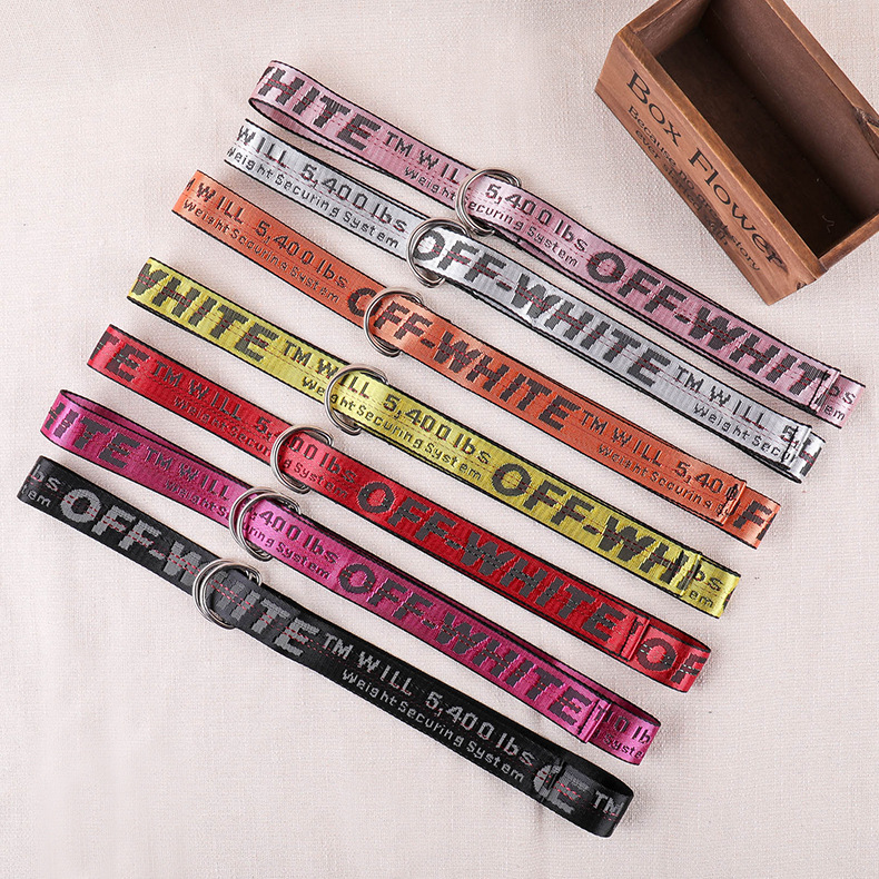 刺绣帆布个性带字母皮带 百搭时尚欧美双环扣超长宽女士腰带