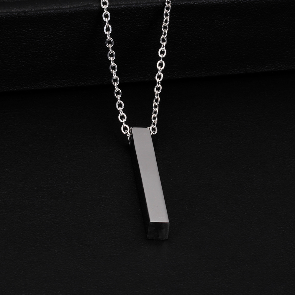 Simple Titanium Steel Long Column Rectangular Pendant Necklace display picture 2