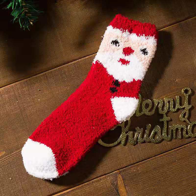 Elk Elderly Half Fleece Adult Christmas Socks
