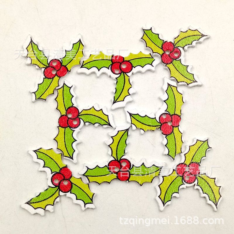 13 fondo blanco pintado Navidad botones de madera lindo decorativo de madera de dibujos animados de Navidad