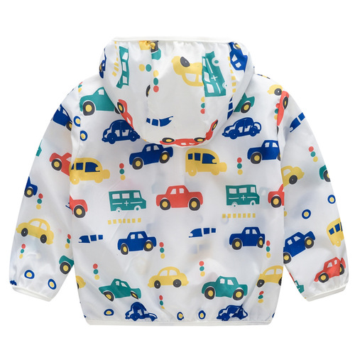 New children's sun protection clothing for boys and girls, hooded outdoor air-conditioned shirt for boys and girls, breathable jacket with storage bag