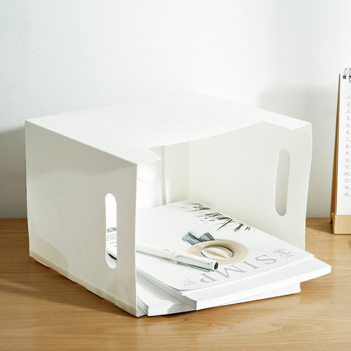 Desktop Storage Box Simple Office Book Organizer Box PP Plastic Artificial Leather Multi-functional Stationery Miscellaneous Storage Box 