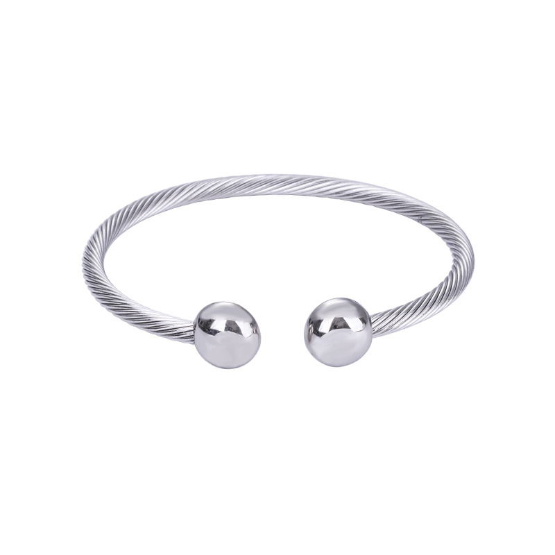 Fashion C Shape Stainless Steel Copper Bangle display picture 2