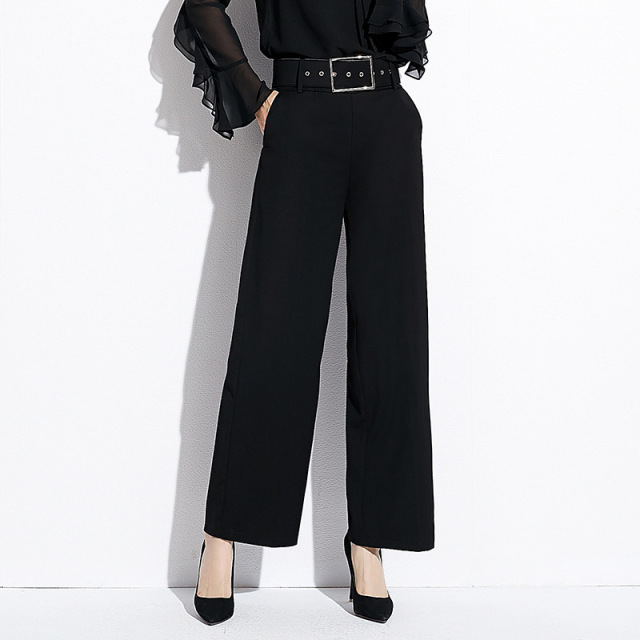 Spring 2019 New Brand Store Women’s Wear Korean Broad-legged Pants， Long Pants， Chic Casual Pants， Girls Girdle Belt