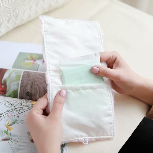 Cartoon large capacity fabric sanitary napkin bag cute travel mini napkin bag portable sanitary napkin storage bag