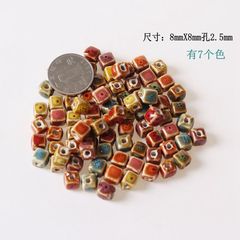 Jewelry accessories ceramic flower glaze beads small square scattered beads adult student DIY beading bracelet making materials