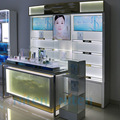 厂家直销商场化妆品玻璃展示柜台化妆护肤品多层靠墙高柜带LED灯