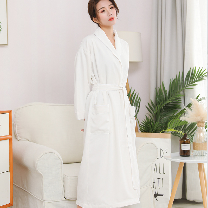 (2개) 호텔 목욕 가운 더블 레이어 타월 파자마 목욕 가운 유행 커플 흡수 두꺼운 긴 성인 홈 옷 나이트 가운