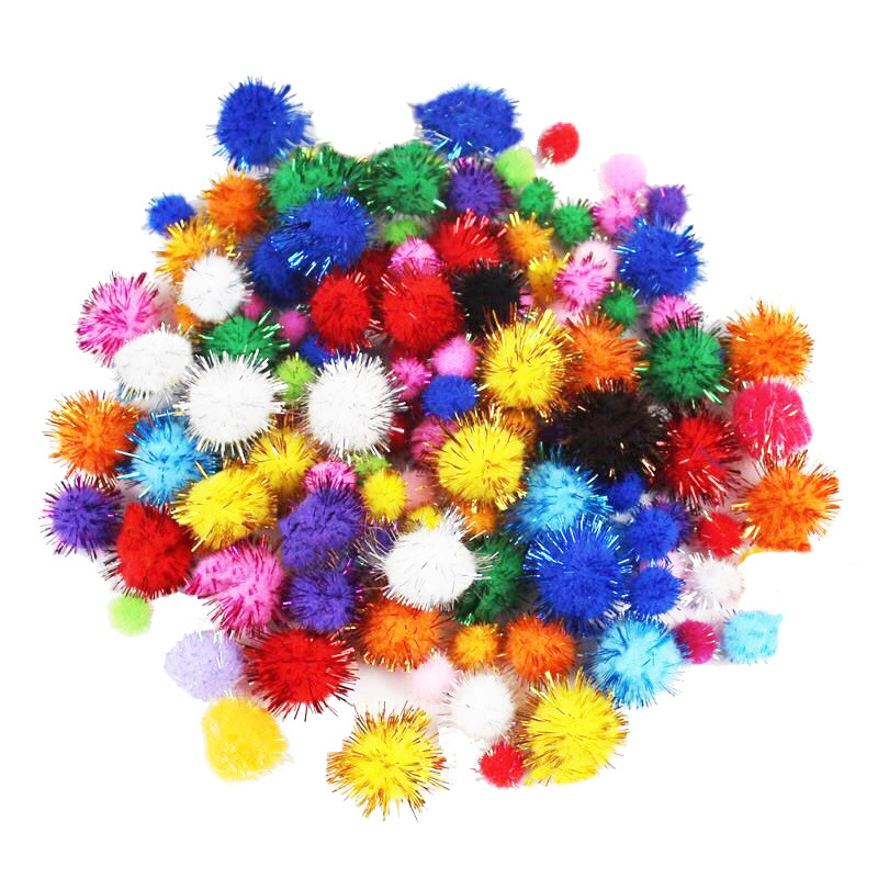 厂家混色diy环保辅料圣诞配件金葱绒球 儿童早教毛球配饰批发