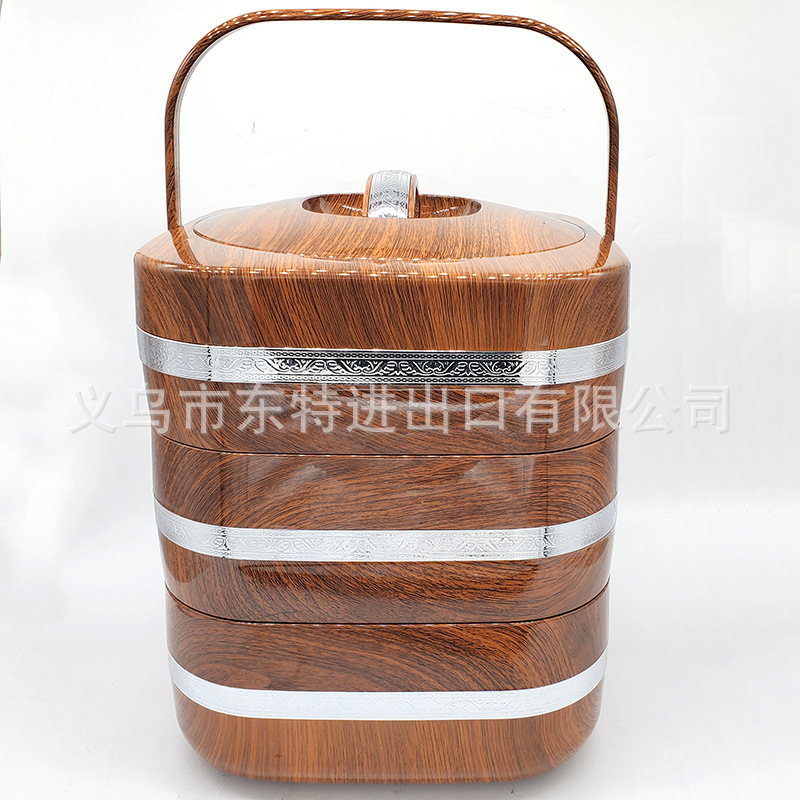 Factory direct sales lunch boxes, Japanese-style multi-layer combination lunch boxes, wood-grain lock-lock bento boxes, picnic lunch boxes detail image 2