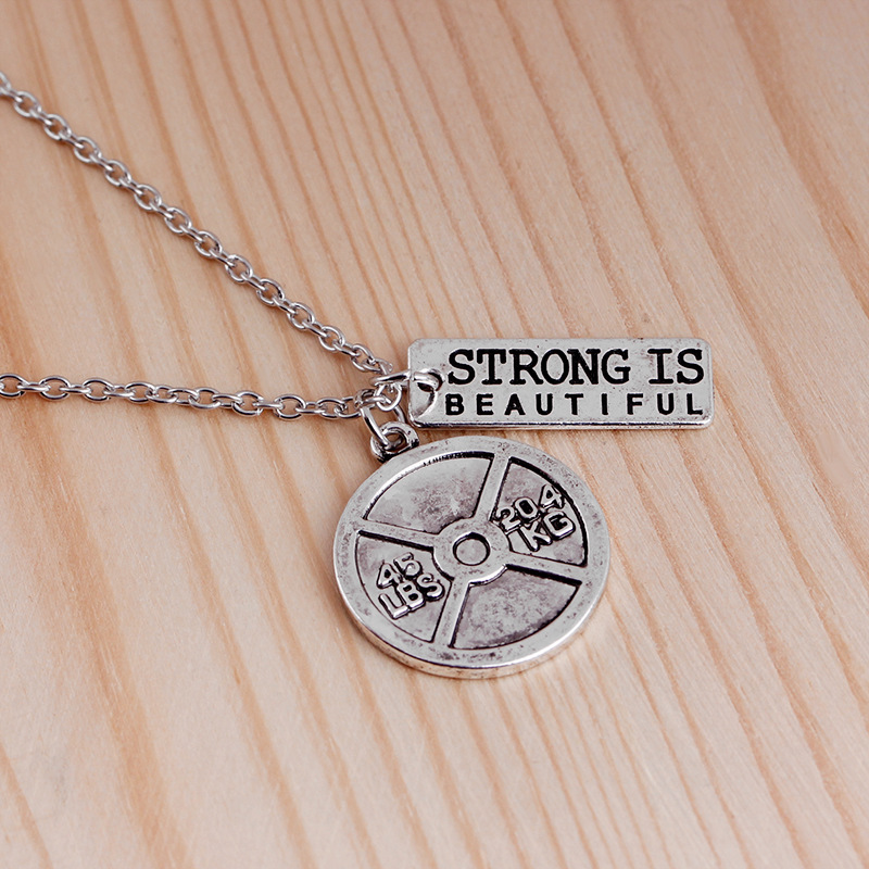 New fashion Weakness is a choice English alphabet small kettlebell necklace nihaojewelry wholesale