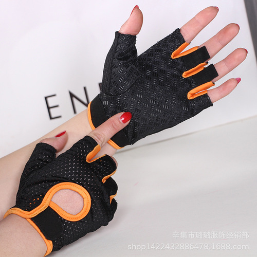 Wholesale summer thin men's half-finger gloves mesh breathable cycling gloves barbell fitness gloves for women's outdoor sports