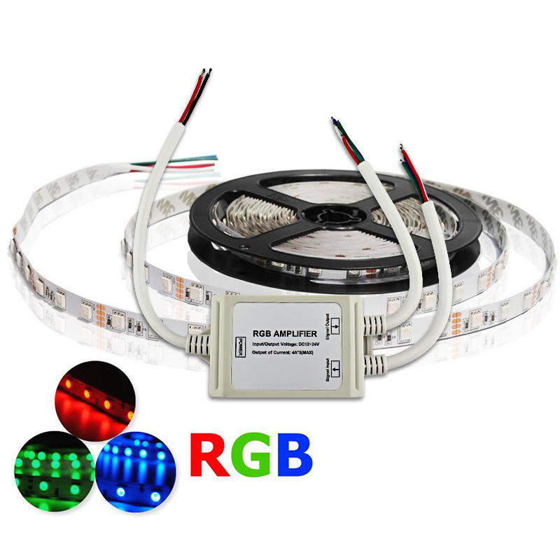 工厂直销 12-24V RGB放大器 IP67防水七彩RGB中继信号放大器