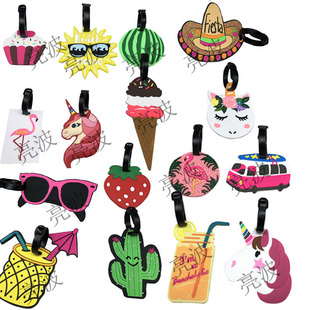 pvc soft rubber luggage tag cocktail tag drink cup juice tag luggage pendant fruit