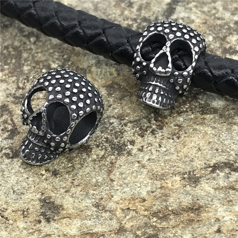Foreign trade website hot European and American pop punk hand woven beaded skull leather bracelet