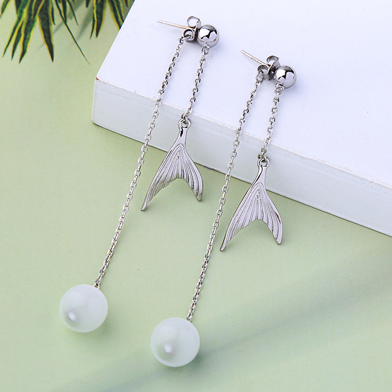 Modèle Coréen De Longue Slim Visage Boucles D'oreilles Mode Opale Boucles D'oreilles De Femmes Cool Tempérament Fishtail Boucles D'oreilles E972183d display picture 5