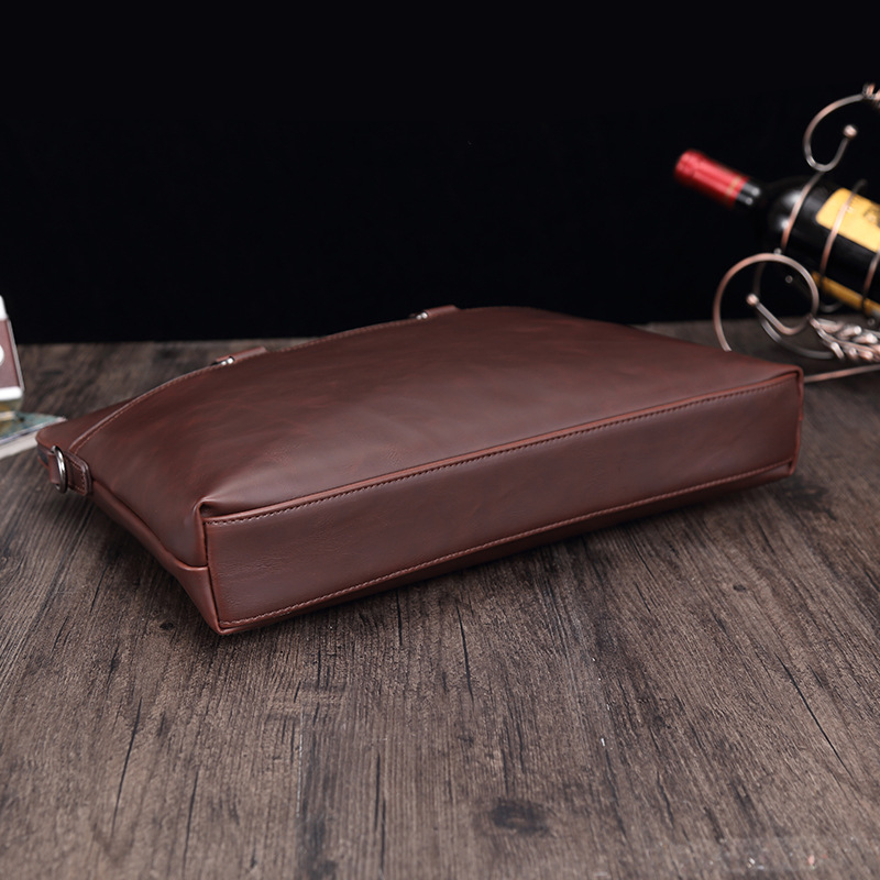 Casual Fashion Crazy Horse Leather Briefcase Business 15.6 Inch Men's Laptop Shoulder Bag_voghion.com