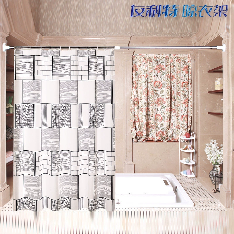 友利特 Shower curtain rod pure stainless steel strut rod bay window clothes rod wardrobe telescopic rod curtain rod without punching balcony