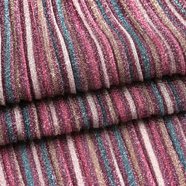 新款 金属丝印花压褶面料 时装女装服装面料 压绉针织布料 批发