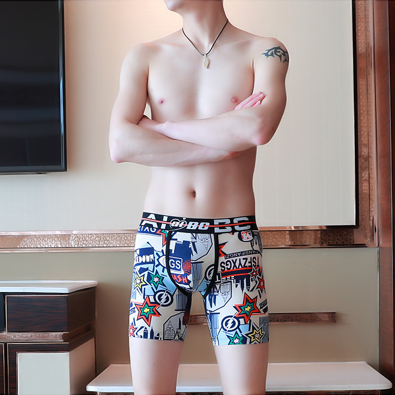 aibc Men's Underwear Boxers Long Flat Corner Low Waist Printed Shine New Casual Fashion 022-DPJ