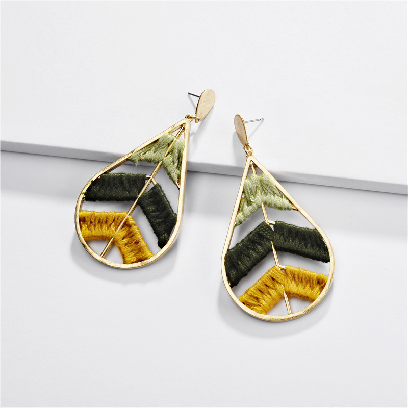 Jewelry Earrings Alloy Color Cotton Woven Hollow Leaves Female Earrings display picture 1