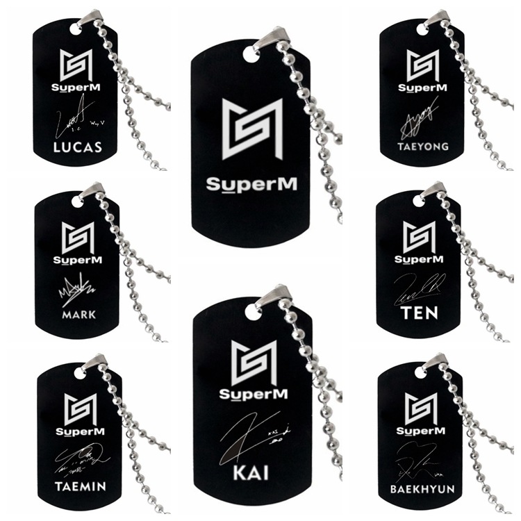 韩国明星组合EXO 联盟 NCT127 super不锈钢黑色M吊牌 SHINee项链