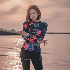 Manufacturer wholesale Korean long-sleeved trousers split boxer conservative belly-covering slimming student female swimsuit suit wetsuit