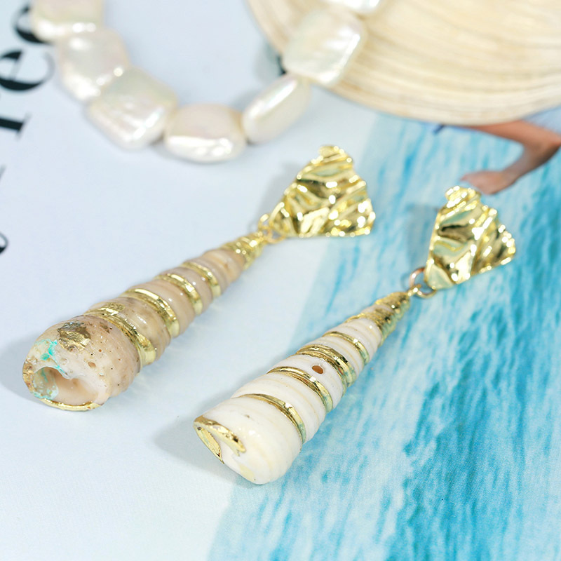 Exaggerated Long Natural Shell Earrings Female Foreign Trade Conch Geometric Earrings Jewelry Wholesale Nihaojewelry display picture 2