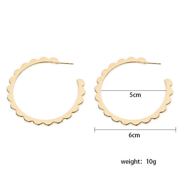 9g Weight Earrings Classification Wedding, Travel Occasion Women'S Gender Fashion Style Gold, Silver Color Metal Ring Exaggerated Geometric Large Frame Circle Earrings 5