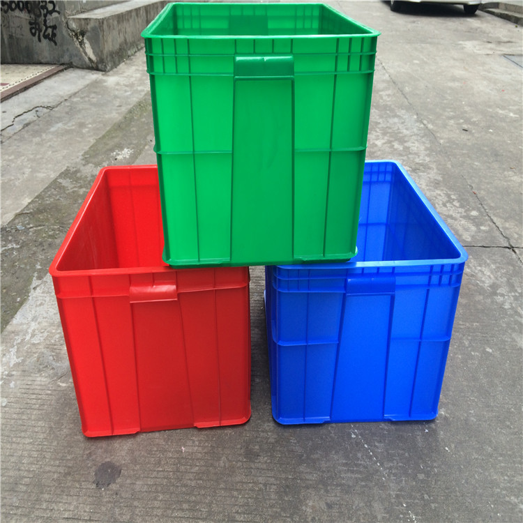 蓝色塑料周转箱食品箱600*500*360五金装载塑胶箱 仓库包装物流箱