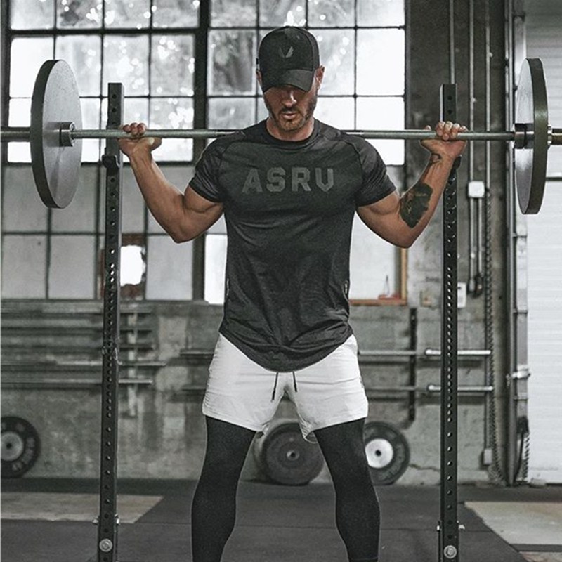 肌肉健身兄弟新款运动插肩袖男式T恤 圆领速干跑步健身房训练短袖