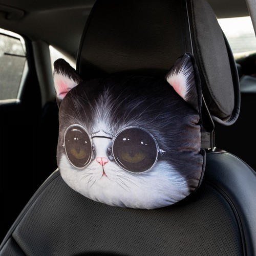 Car head 3D cartoon car headrest car neck pillow plush cute car seat interior supplies