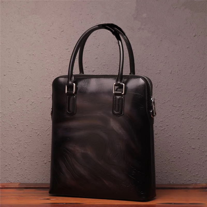 Red fire fish 2021 new pattern man business affairs Briefcase manual Hit color genuine leather leisure time portable Diagonal Pure skin Men's bag